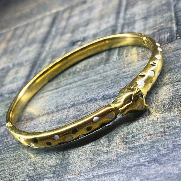 NEW Spotted Leopard Gold Bangle Bracelet - Picture 5 of 15